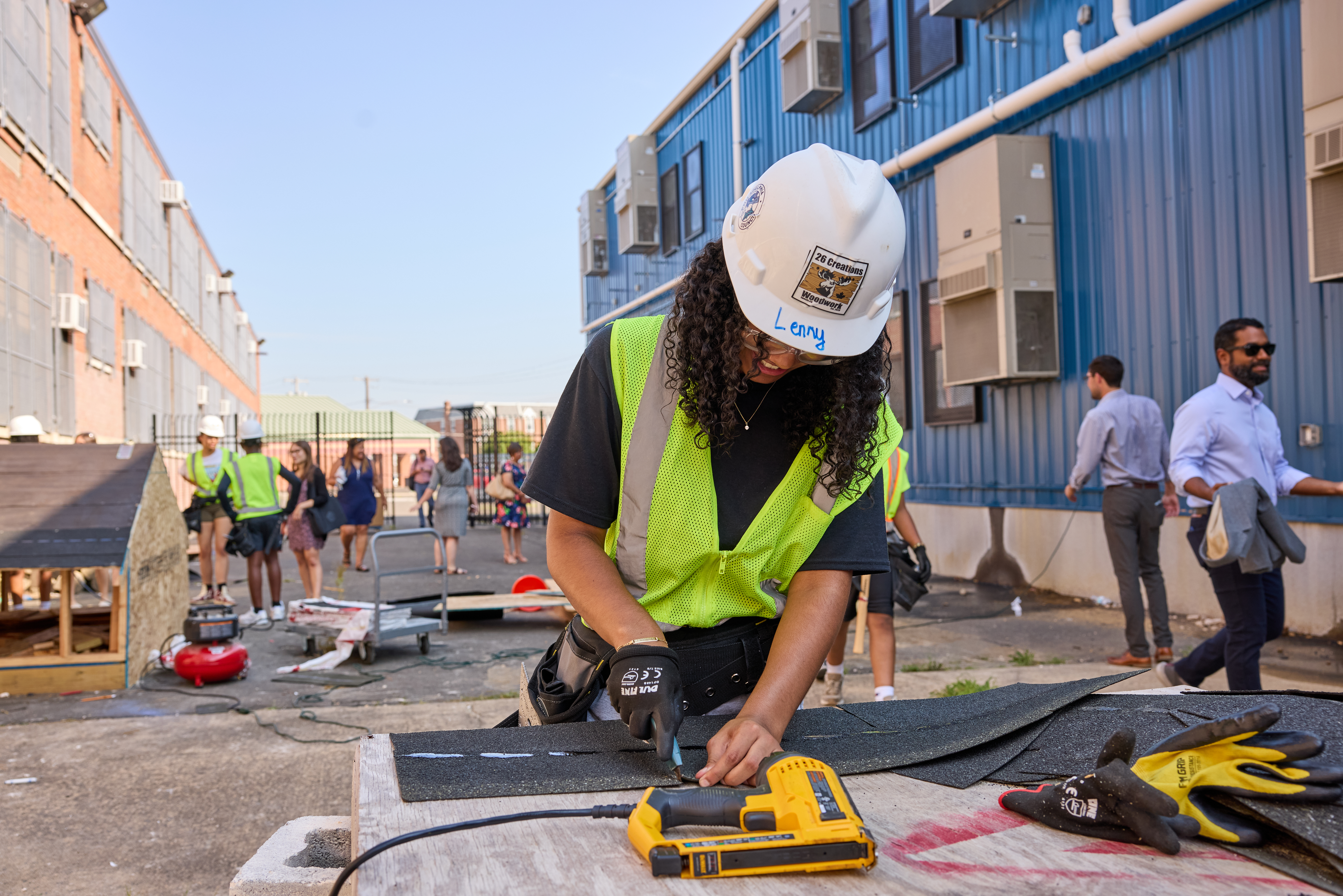 Student is trained on roofing construction