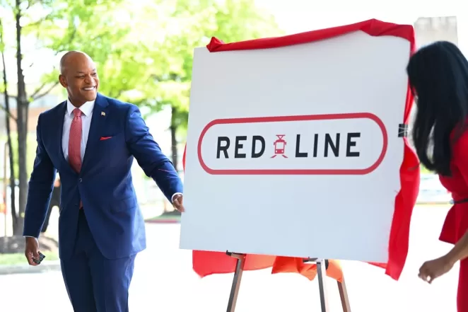 Governor Moore unveiling the Red Line Expansion in Baltimore