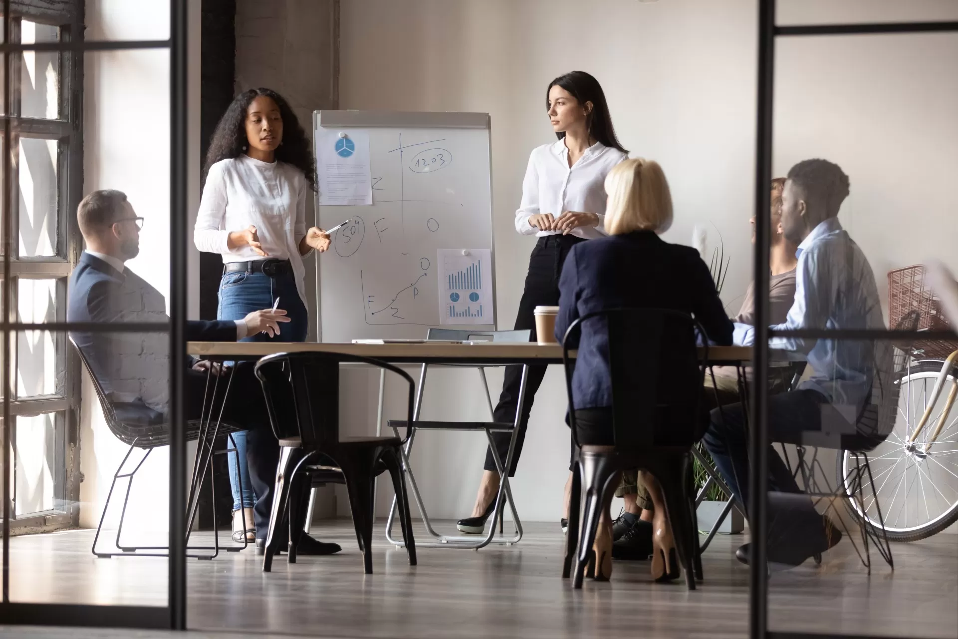 Women pitching an idea