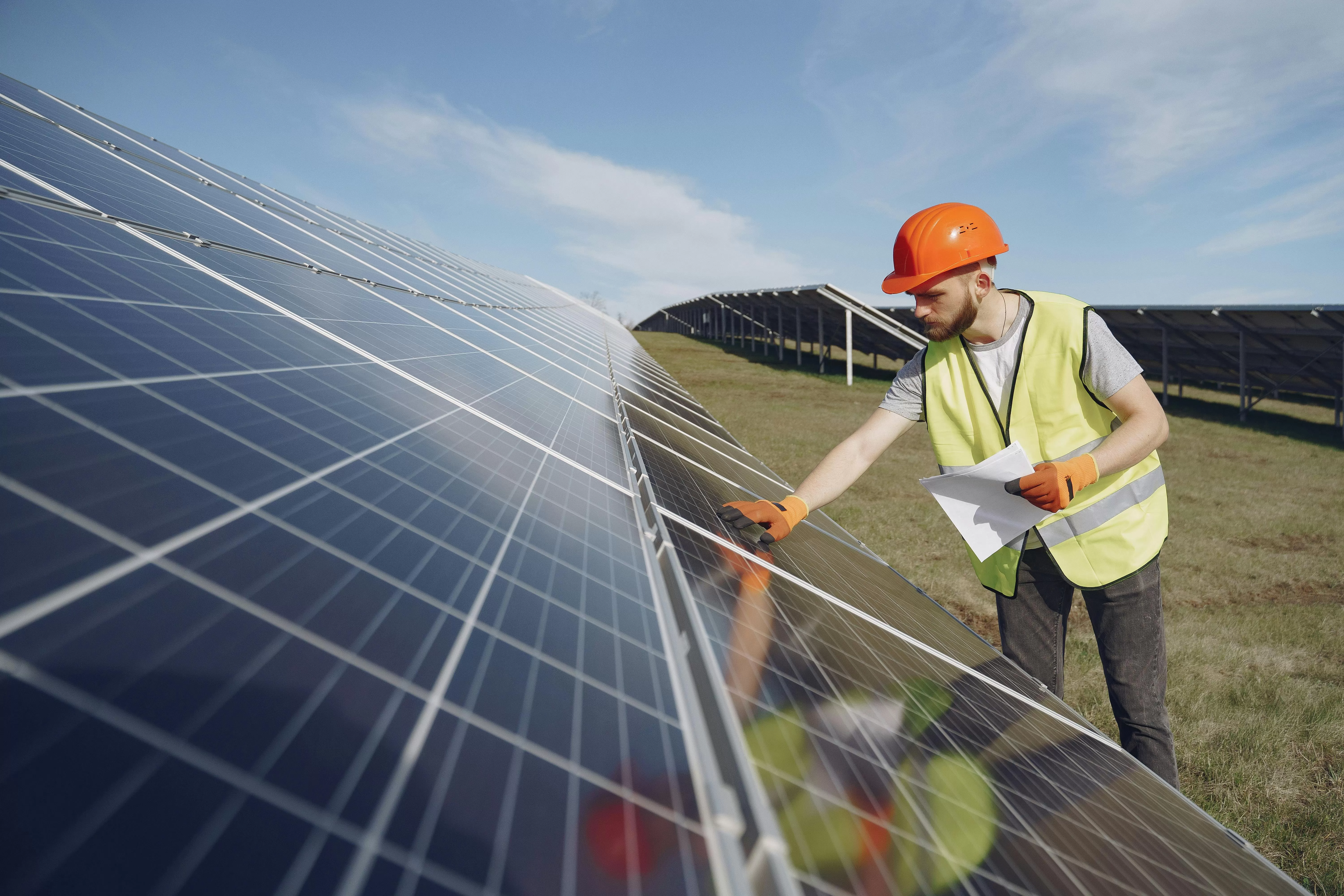 Solar Panel Installation in a Field