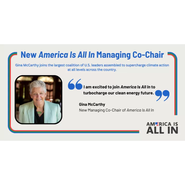 All In Gina McCarthy Announcement 1 - Web - Our Story